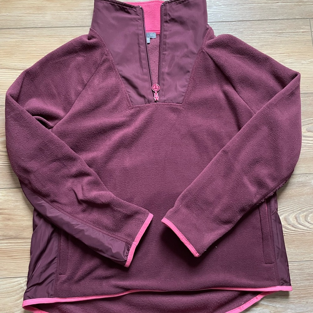 Talbots Maroon and Pink Fleece Pullover